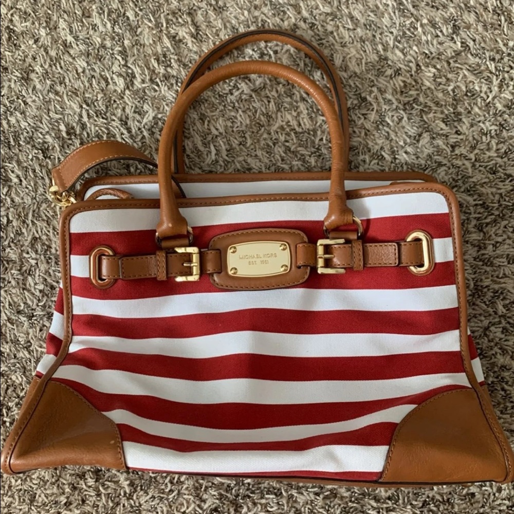 Michael Kors Red Striped Tote